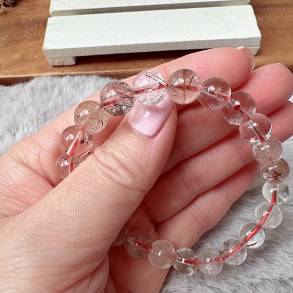 9mm Rutilated Quartz Stretch Bracelet - Picture 2 of 5